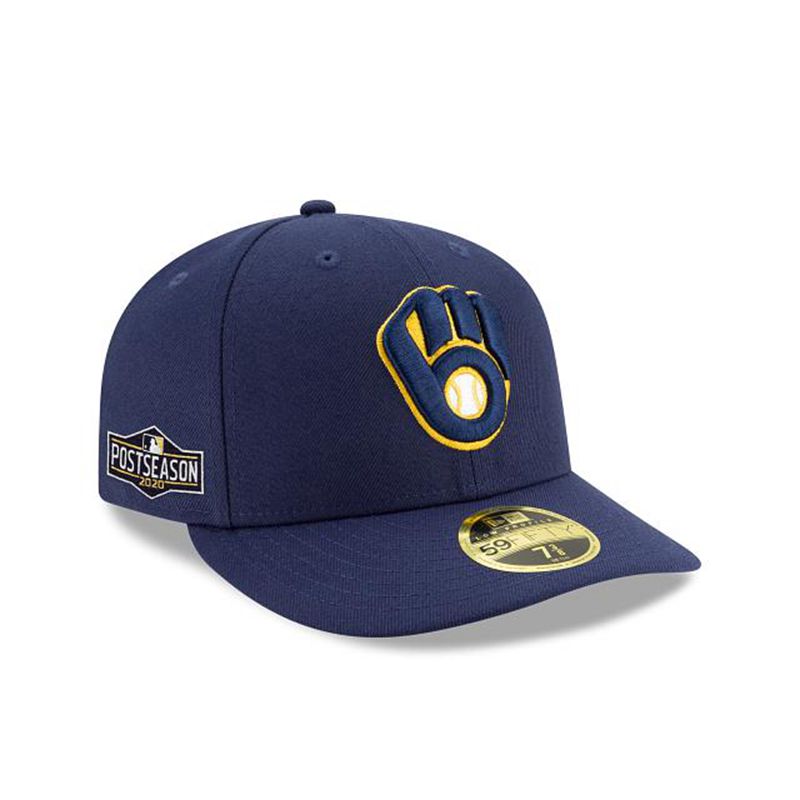 MLB Milwaukee Brewers Postseason Side Patch Low Profile 59Fifty Fitted (JYQ7851) - Blue New Era Caps